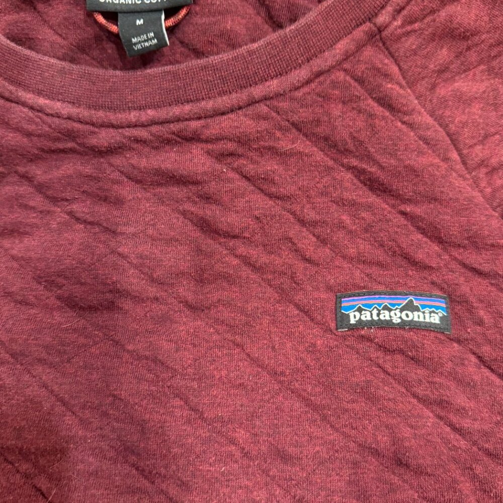 Patagonia Quilted Knit Crewneck Pullover Sweatshirt Burgundy Red Size M - Picture 3 of 10